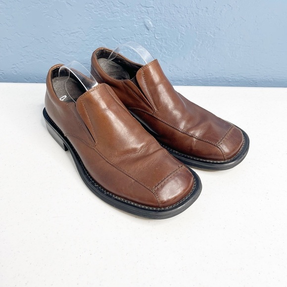 ALFANI Men Size 8M Musician Leather Brown Loafers Made In...